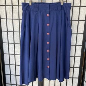 Elegant Blue Midi Skirt with Button Detail